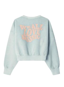 Moletom Pepe Jeans Mila turquesa para menina.
