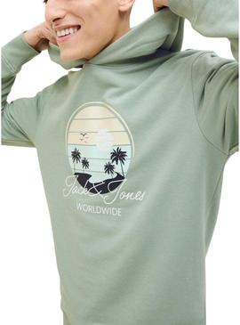 Moletom Jack and Jones Palm verde para homem.