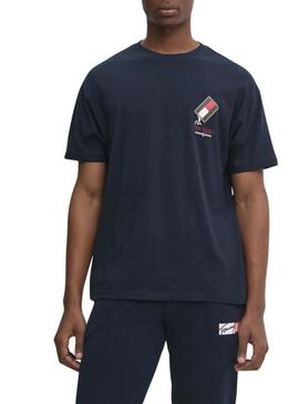Camisa Tommy Jeans Novelty marinha para homem.