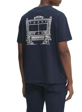 Camisa Tommy Jeans Novelty marinha para homem.