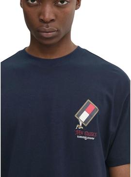 Camisa Tommy Jeans Novelty marinha para homem.