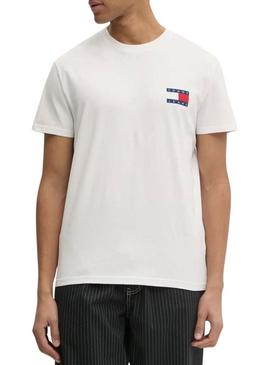 Camiseta Tommy Jeans Heritage branca para homem.