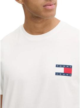 Camiseta Tommy Jeans Heritage branca para homem.