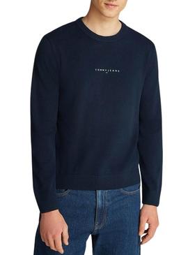 Camisola Tommy Jeans Linear marinha para homem.