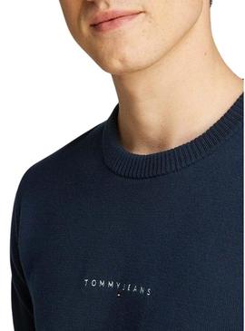 Camisola Tommy Jeans Linear marinha para homem.
