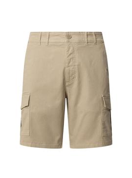 Bermuda Pepe Jeans Seasonal Cargo bege para homem.