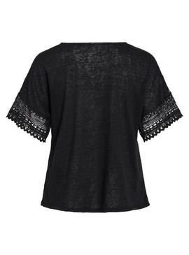 Camiseta Vila Vinulan preta para mulher.