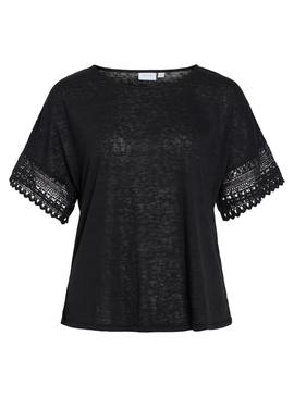Camiseta Vila Vinulan preta para mulher.