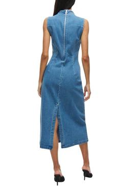 Vestido de ganga Vila Viwinona midi para mulher