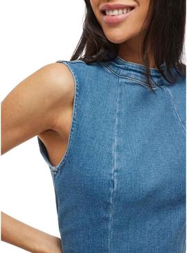 Vestido de ganga Vila Viwinona midi para mulher