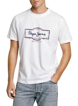 Camiseta Pepe Jeans Daxton branca para homem.