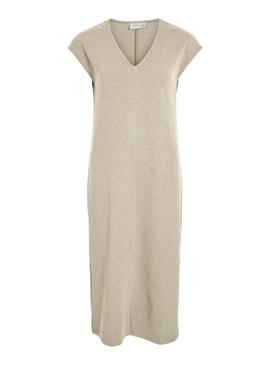 Vestido Vila Viadoria bege para mulher.