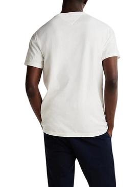 Camiseta Tommy Jeans Varsity Pop branca para homem.