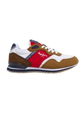 Tênis Pepe Jeans London Life vermelho para criança.