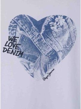 Camiseta Pepe Jeans Anna branca para menina.