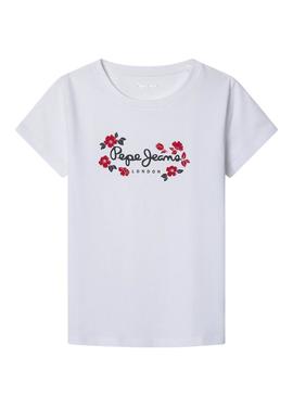 Camisa Pepe Jeans Maisie branca para menina.