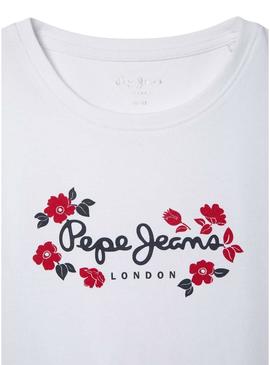 Camisa Pepe Jeans Maisie branca para menina.