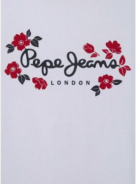 Camisa Pepe Jeans Maisie branca para menina.