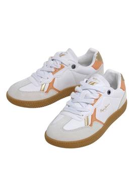 Tênis Pepe Jeans Ball retro branco para menina.