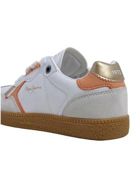 Tênis Pepe Jeans Ball retro branco para menina.