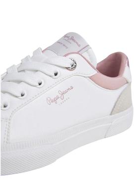 Sapatilhas Pepe Jeans Kenton branco e rosa para menina.