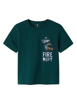 Camiseta Name It Drew verde para menino