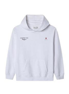 Moletom Pepe Jeans Carol branco para menina.