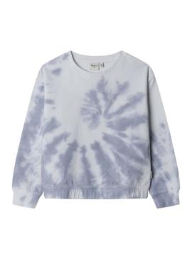 Moletom Pepe Jeans Amber azul e branco para menina.