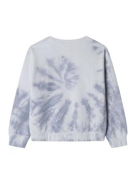 Moletom Pepe Jeans Amber azul e branco para menina.