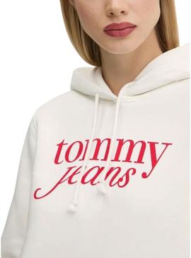 Moletom Tommy Jeans Ess Logo branco para mulher.