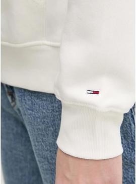 Moletom Tommy Jeans Ess Logo branco para mulher.