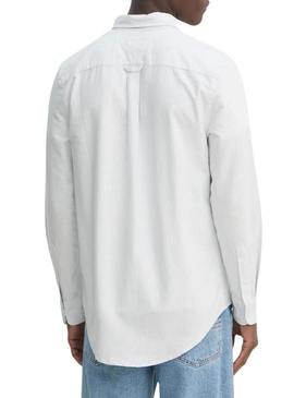 Camisa Tommy Jeans Stripe Oxford branca para homem.