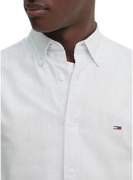 Camisa Tommy Jeans Stripe Oxford branca para homem.
