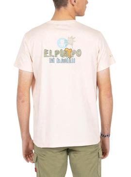 Camisa El Pulpo Texto Havaí Bege Para Homem