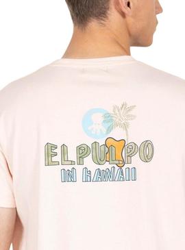 Camisa El Pulpo Texto Havaí Bege Para Homem