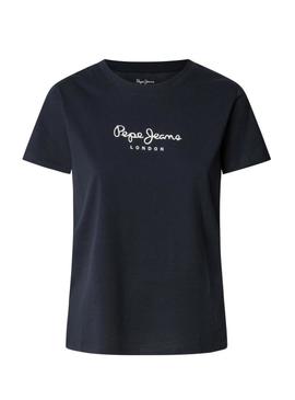 Camiseta Pepe Jeans Macy azul marinho para mulher.
