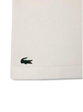 Camisa de tênis Lacoste com estampa René Lacoste bege para homem.