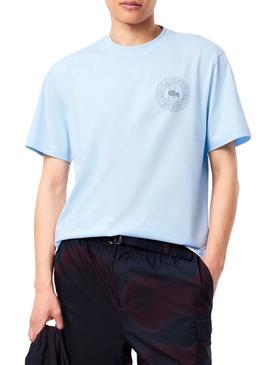 Camiseta Lacoste Logo Lacoste Paris azul para homem.