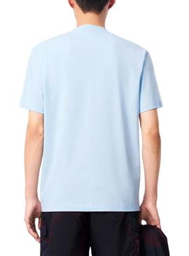 Camiseta Lacoste Logo Lacoste Paris azul para homem.