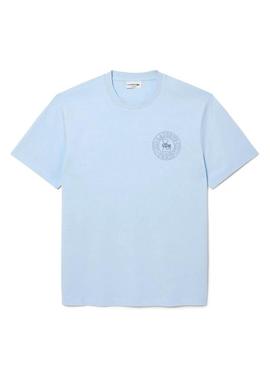 Camiseta Lacoste Logo Lacoste Paris azul para homem.