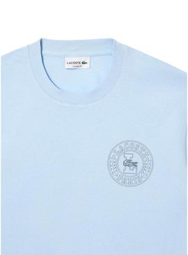 Camiseta Lacoste Logo Lacoste Paris azul para homem.