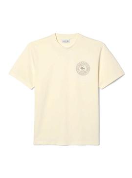 Camiseta Lacoste Logo Lacoste Paris bege para homem.