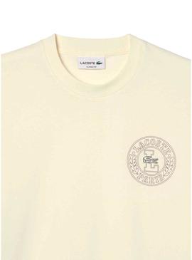 Camiseta Lacoste Logo Lacoste Paris bege para homem.