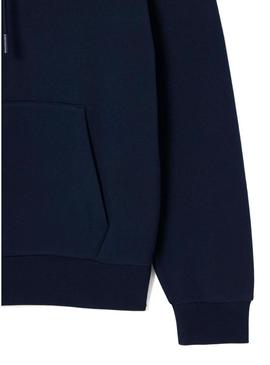 Moletom com capuz de pelúcia marinho Lacoste para homem.
