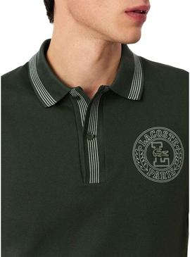 Polo Lacoste L.12.12 Paris regular verde para homem.