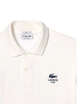 Polo Lacoste L.12.12 com logo estampado branco para homem e mulher.