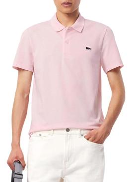 Camisa polo rosa regular Lacoste para homem.