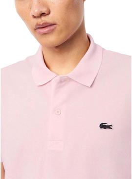 Camisa polo rosa regular Lacoste para homem.