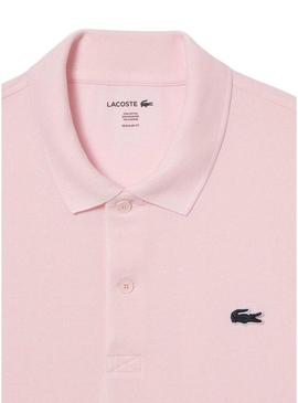 Camisa polo rosa regular Lacoste para homem.