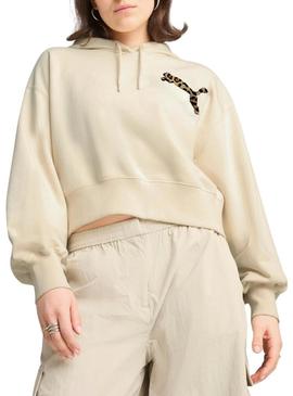 Blusa Puma Leo Luxe bege para mulher.
